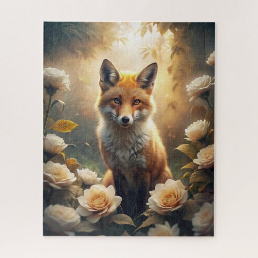 Puzzle Renard mignon avec fleurs (Vertical)