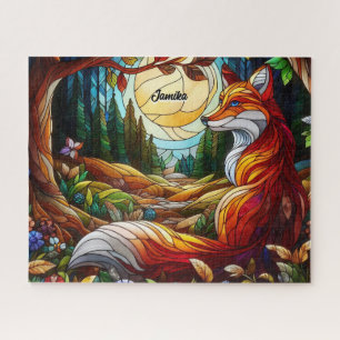 Puzzle Renard rouge et soleil et forêt