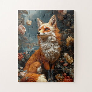 Puzzle Renard rouge mystique debout dans un paysage oniri