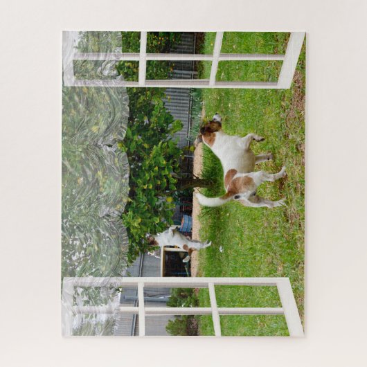 Puzzle Renard Terriers Explorant Le Jardin, (Vertical)