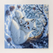 Puzzle Renards Blancs Douce dans la Neige (Horizontal)
