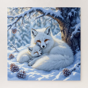 Puzzle Renards Blancs Douce dans la Neige