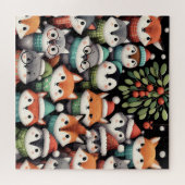 Puzzle Renards colorés mignons d'arbre de Noël (Horizontal)