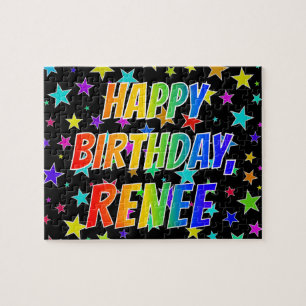 Puzzle "RENEE" Prénom, Amusant "HEUREUX ANNIVERSAIRE"