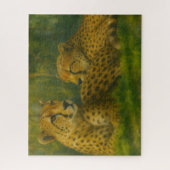 Puzzle Repose de Cheetah Duo dans le cadre de la forêt (Vertical)