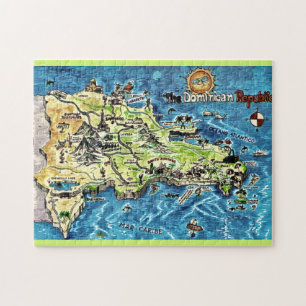 Puzzle République dominicaine Vintage 11x14 Carte