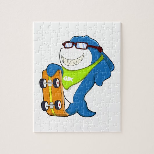 Puzzle Requin comme patineur avec skateboard (Vertical)