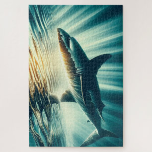 Puzzle Requin dans la mer bleue profonde & soleil