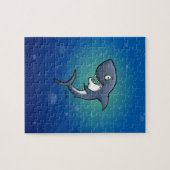 Puzzle Requin drôle souriant sur fond bleu (Horizontal)