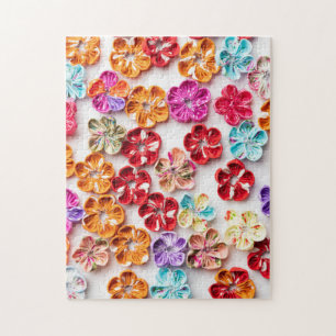 Puzzle Ressort tissu cousu artisanal Fleurs Multicolor