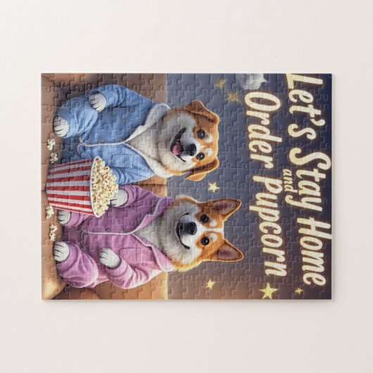 Puzzle Restons à la maison et commandez des chiens de car (Horizontal)