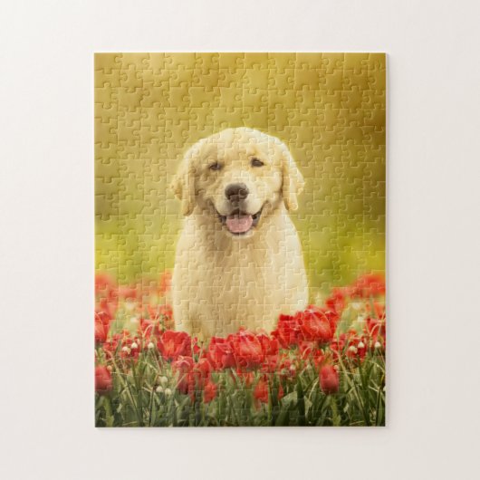 Puzzle Retraite d'or en fleurs rouges (Vertical)