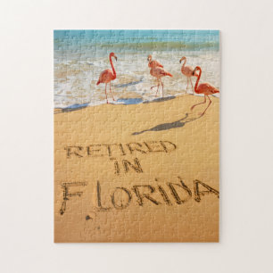 Puzzle Retraités en Floride Flamants sur une plage tropic
