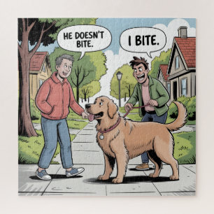 Puzzle Retriever doré je mords drôle cartoon
