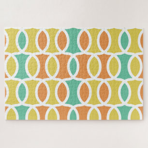 Puzzle Rétro 1960s Cercles Ovals Orange Or Turquoise