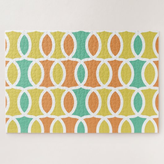 Puzzle Rétro 1960s Cercles Ovals Orange Or Turquoise (Horizontal)