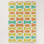 Puzzle Rétro 1960s Cercles Ovals Orange Or Turquoise (Vertical)