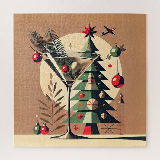 Puzzle Retro 50s Jet Set Noël Martini Arbre (Vertical)