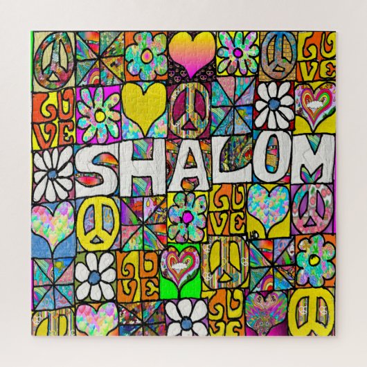 Puzzle Retro 60s Psychedelic Shalom LOVE (Vertical)