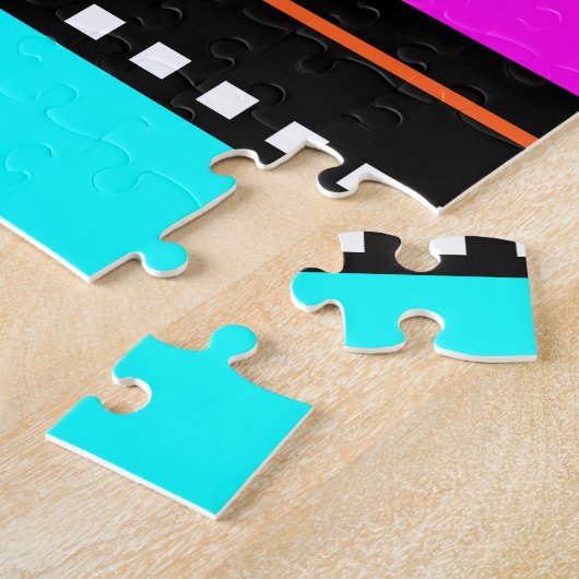 Puzzle RÉTRO 80s MODE NEON FLUORO BOLD GEOMETRIC NOMMÉ (Côté)