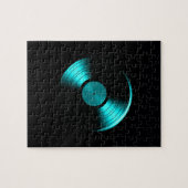 Puzzle Rétro album de disque vinyle dans Teal (Horizontal)