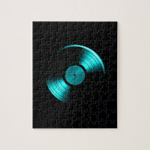 Puzzle Rétro album de disque vinyle dans Teal