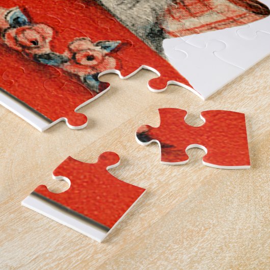 Puzzle Rétro Anniversaire Fille Cake Cat Artwork (Côté)