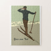Puzzle Rétro annonce de voyage de ski d'art déco (Vertical)