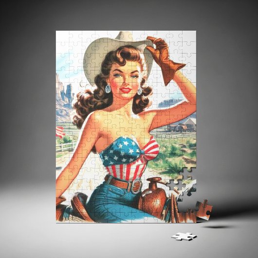 Puzzle Retro Belle Cowgirl Pin Up