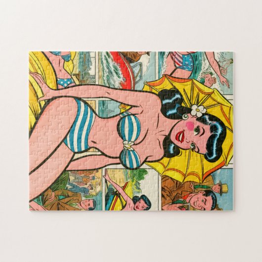 Puzzle Retro Bikini Girl Summer Comics (Horizontal)