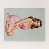 Puzzle Retro Brunette Pin-up Girl in Pink  (Horizontal)