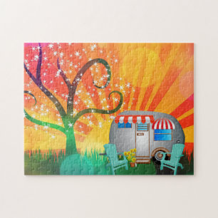 PUZZLE RETRO CAMPER PAYS ART COLORÉ