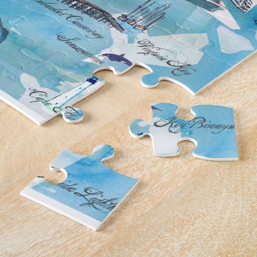 Puzzle Rétro carte de Miami la Floride (Côté)