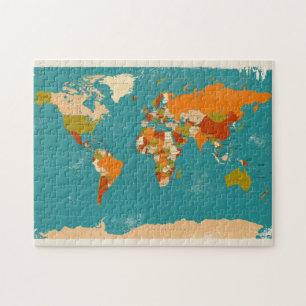 Puzzle Rétro carte politique du monde