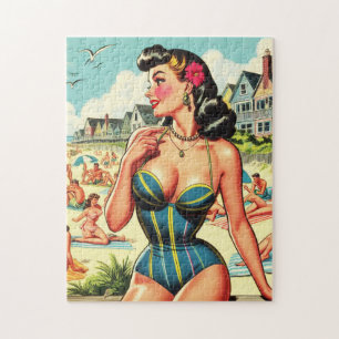 Puzzle Retro Classic Beach Pin Up