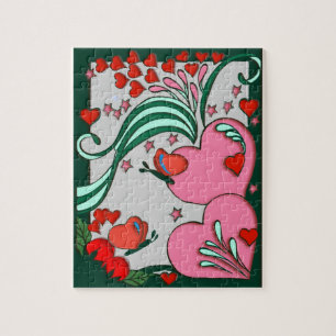 Puzzle Rétro conception 60s de coeurs