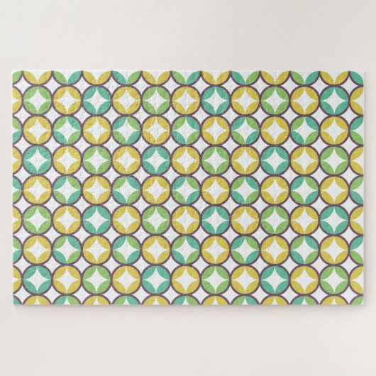 Puzzle Retro Diamond dans Circle Pattern Blue Green Gold (Horizontal)