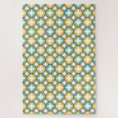 Puzzle Retro Diamond dans Circle Pattern Blue Green Gold (Vertical)
