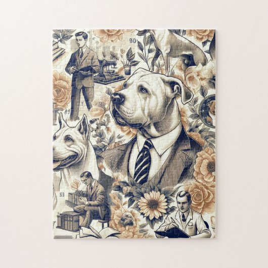 Puzzle Retro Dogo Argentino sans couture (Vertical)