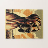 Puzzle Retro Fawn Great Dane Jaune Brown Black Artework (Horizontal)