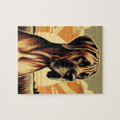 Puzzle Retro Fawn Great Dane Jaune Brown Black Artework (Horizontal)
