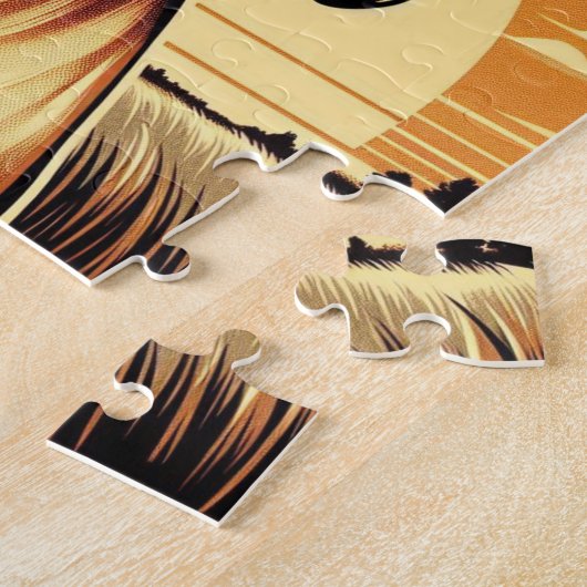 Puzzle Retro Fawn Great Dane Jaune Brown Black Artework (Côté)