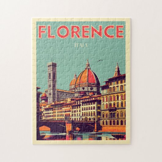 Puzzle Retro Florence, firenze italie cadeaux de voyage (Vertical)