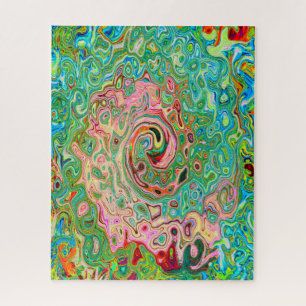 Puzzle Rétro Groovy Abstrait Coloré Tourbillon Arc-en-cie