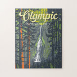 Puzzle Retro Illustration du Parc National Olympique<br><div class="desc">Design vectoriel olympique. Le parc s'étend sur plusieurs écosystèmes différents,  des sommets dramatiques des montagnes olympiques aux forêts anciennes.</div>