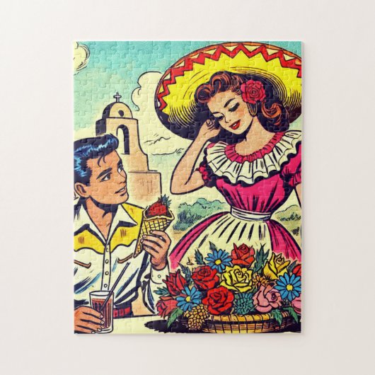 Puzzle Retro Love Couple Comic (Vertical)