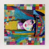 Puzzle Retro Pop Art femme Quilt Fabric Patchwork (Horizontal)