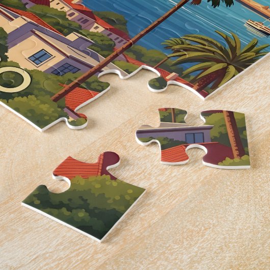 Puzzle Retro San Diego California Coastal Skyline  (Côté)