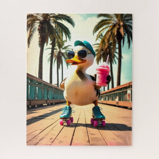 Puzzle Retro Summer Funny Roller Duck  (Vertical)