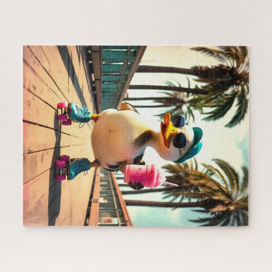 Puzzle Retro Summer Funny Roller Duck  (Horizontal)